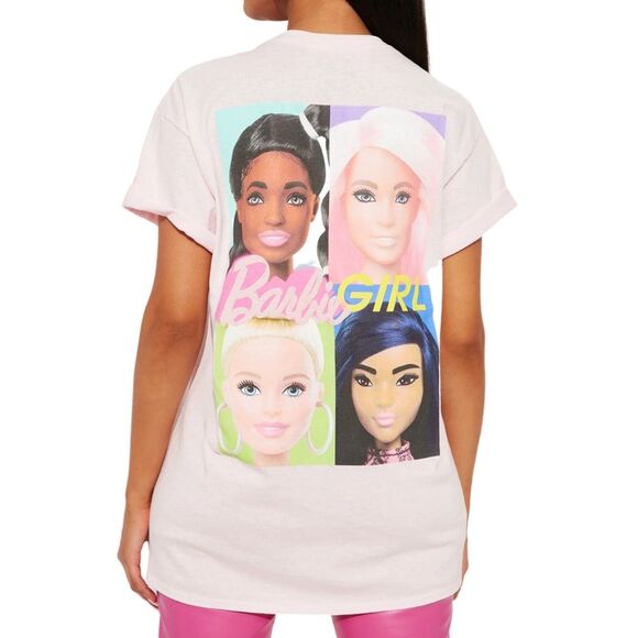 Fashion Nova Barbie Besties Oversized Front & Back Print T-shirt - Picture 2 of 7